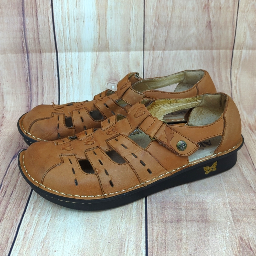 ALEGRIA Cognac Pesca Fisherman Shoes Leather Sandals EU 38